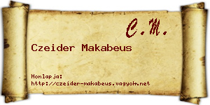 Czeider Makabeus névjegykártya